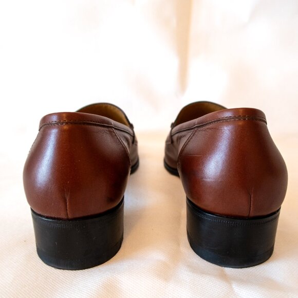 Gucci Leather & GG Logo Canvas Heeled 100 Loafers (IT/EU 38, US 7.5 - 8) - Picture 11 of 16